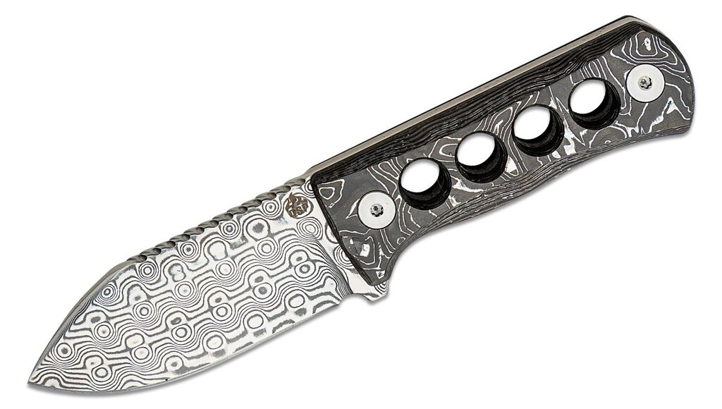Нож QSP Canary, сталь дамаск, полировка, рукоять карбон от компании Admi - фото 1