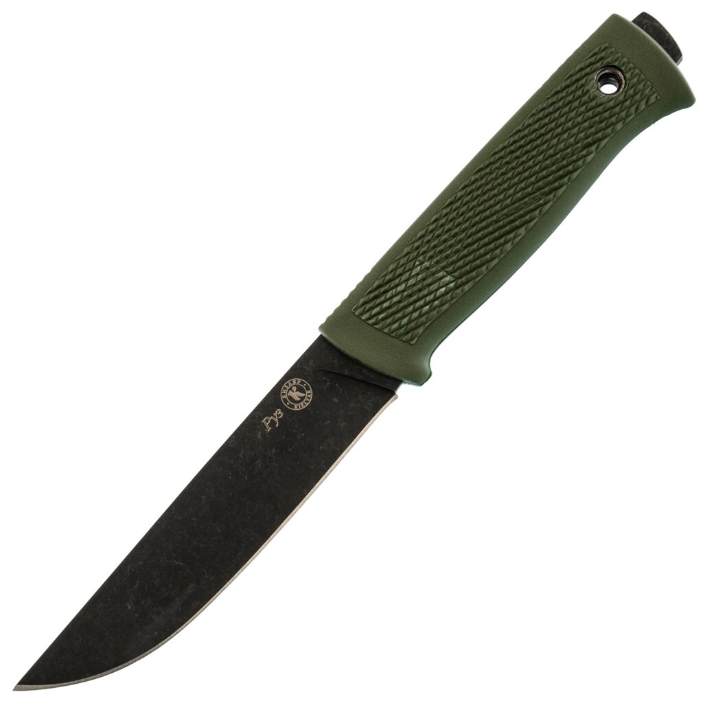 Нож Руз, сталь AUS-8 BlackWash, рукоять эластрон олива от компании Admi - фото 1
