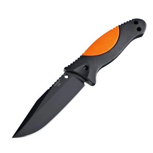 Нож с фиксированным клинком Hogue EX-F02 Black Clip Point, сталь A2 Tool Steel, рукоять термопластик GRN, оранжево-черный