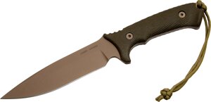 Нож с фиксированным клинком Spartan Blades Harsey Difensa, сталь CPM-S35VN Flat Dark Earth, рукоять зеленая микарта, чехол песочный