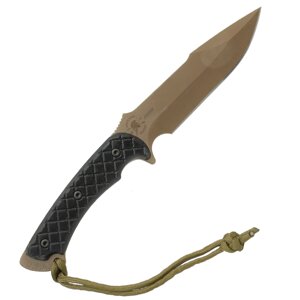 Нож с фиксированным клинком Spartan Blades Horkos, сталь CPM-S35VN Flat Dark Earth, рукоять черная микарта, чехол песочный