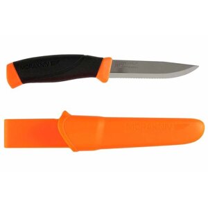 Нож с фиксированным лезвием Morakniv Companion F серрейтор, сталь Sandvik 12С27, рукоять резина/пластик