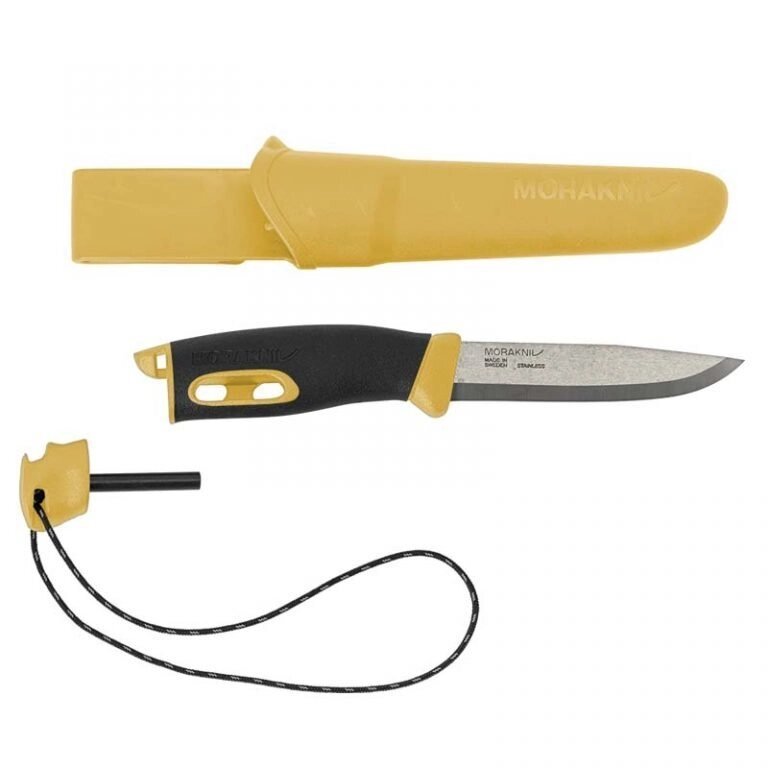 Нож с фиксированным лезвием Morakniv Companion Spark Black Yellow, сталь Sandvik 12C27, рукоять резина/пластик от компании Admi - фото 1
