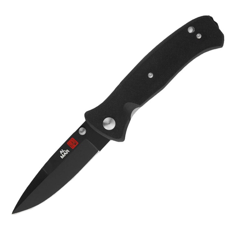 Нож складной Al Mar Mini Sere 2000, сталь VG-10 Black Ceracote, рукоять стеклотекстолит G-10 от компании Admi - фото 1
