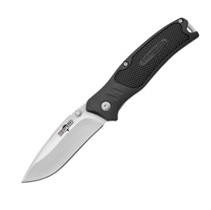 Нож складной Camillus Western BlacTrax, сталь 420, рукоять термоэластопласт, чёрный