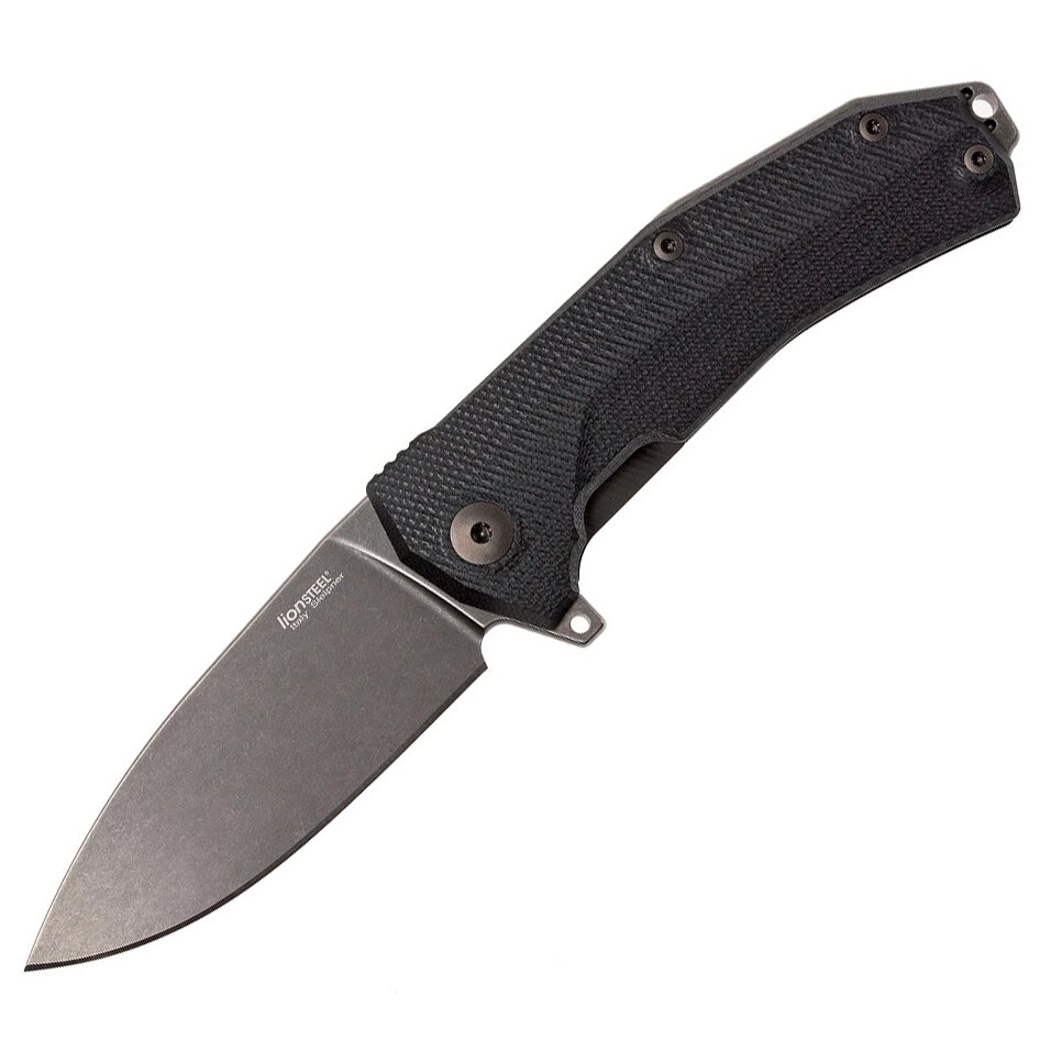 Нож складной LionSteel KUR BBK G10 Black Flipper, сталь Stonewashed & PVD-Coated Uddeholm Sleipner, стеклотекстолит, чёрный от компании Admi - фото 1