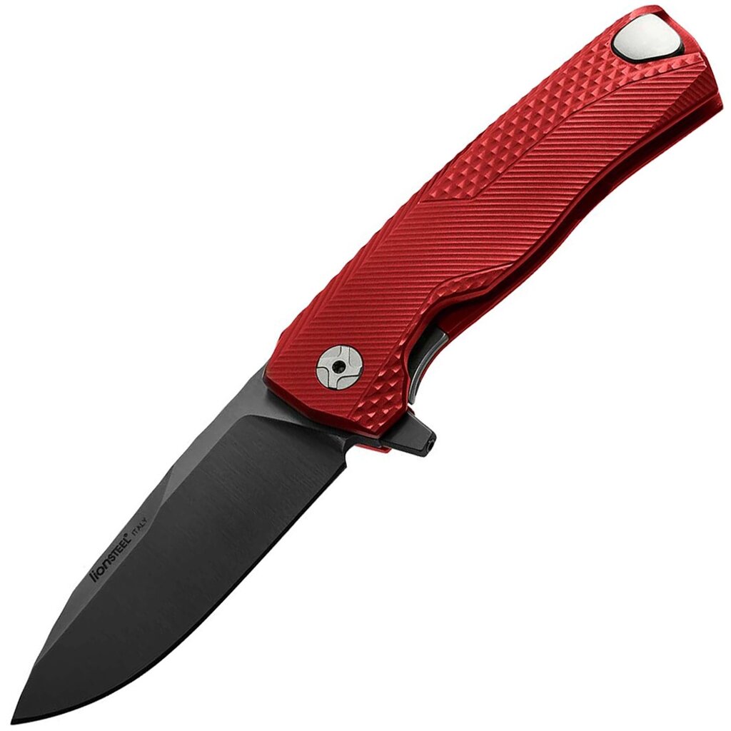 Нож складной LionSteel ROK A RB, сталь Black (Mil Spec) Finish Bhler M390, рукоять алюминий, красный от компании Admi - фото 1