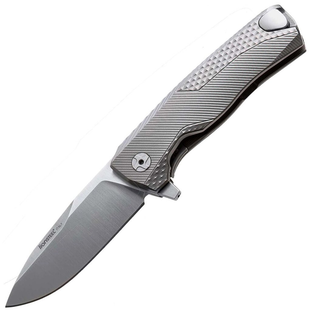 Нож складной LionSteel ROK G, сталь Bhler M390 Satin Finish, рукоять титан, серый цвет от компании Admi - фото 1