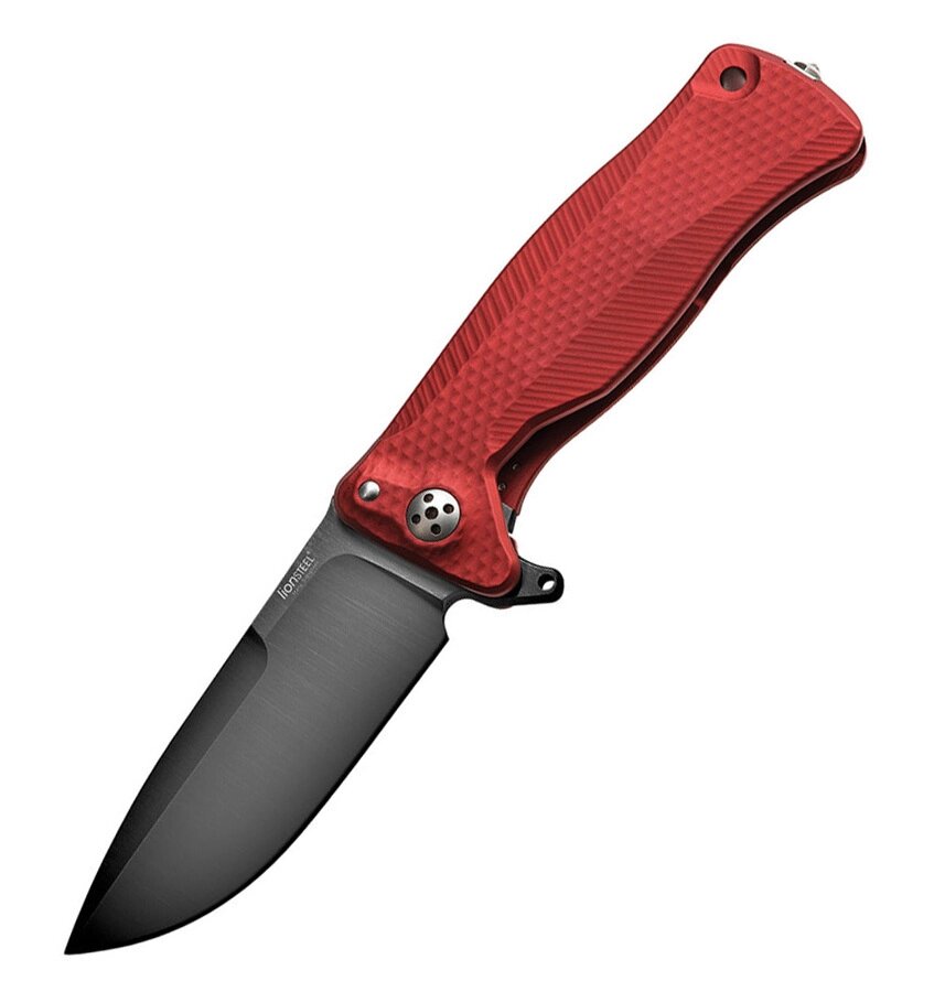 Нож складной LionSteel SR11A RB RED, сталь Uddeholm Sleipner Black Finish, рукоять алюминий (Solid), красный от компании Admi - фото 1
