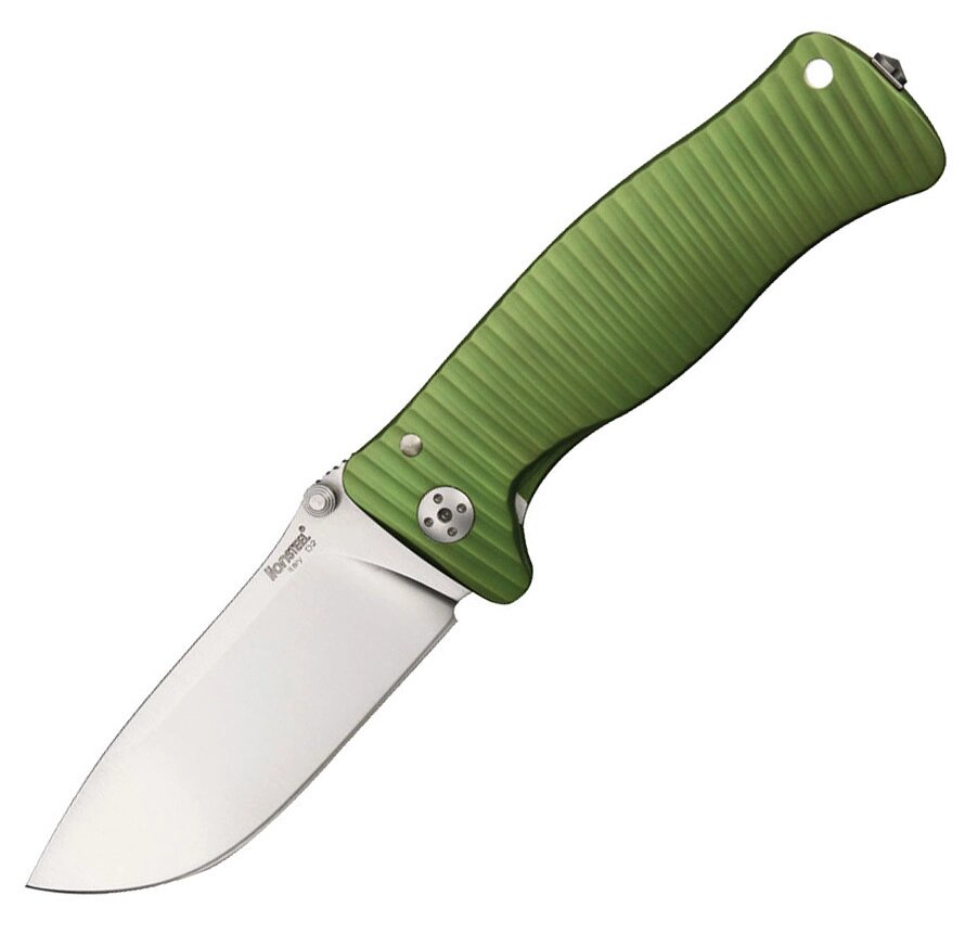 Нож складной LionSteel SR1A GS GREEN, сталь D2 Satin Finish, рукоять алюминий (Solid), зелёный от компании Admi - фото 1