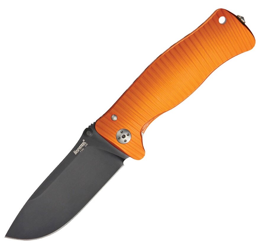 Нож складной LionSteel SR1A OB ORANGE, сталь D2 Black Finish, рукоять алюминий (Solid), оранжевый от компании Admi - фото 1