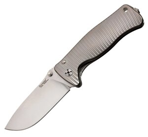 Нож складной LionSteel SR2 G (GREY) Mini, сталь Uddeholm Sleipner Satin, рукоять титан по технологии Solid, серый