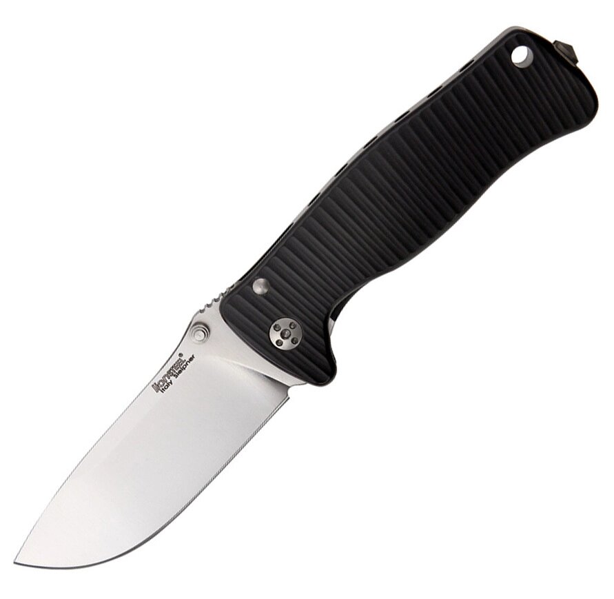 Нож складной LionSteel SR2A BS Mini, сталь Uddeholm Sleipner Satin Finish, рукоять алюминий (Solid), чёрный от компании Admi - фото 1