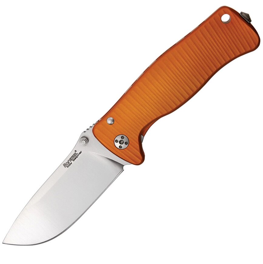 Нож складной LionSteel SR2A OS Mini, сталь Uddeholm Sleipner Satin Finish, рукоять алюминий (Solid), оранжевый от компании Admi - фото 1