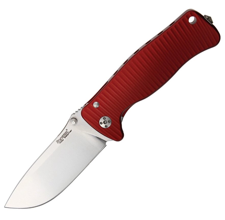 Нож складной LionSteel SR2A RS Mini, сталь Uddeholm Sleipner Satin Finish, рукоять алюминий (Solid), красный от компании Admi - фото 1