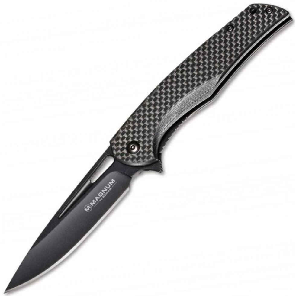 Нож складной Magnum Black Carbon - Boker 01RY703, сталь 440A EDP Plain, рукоять карбон, чёрный от компании Admi - фото 1