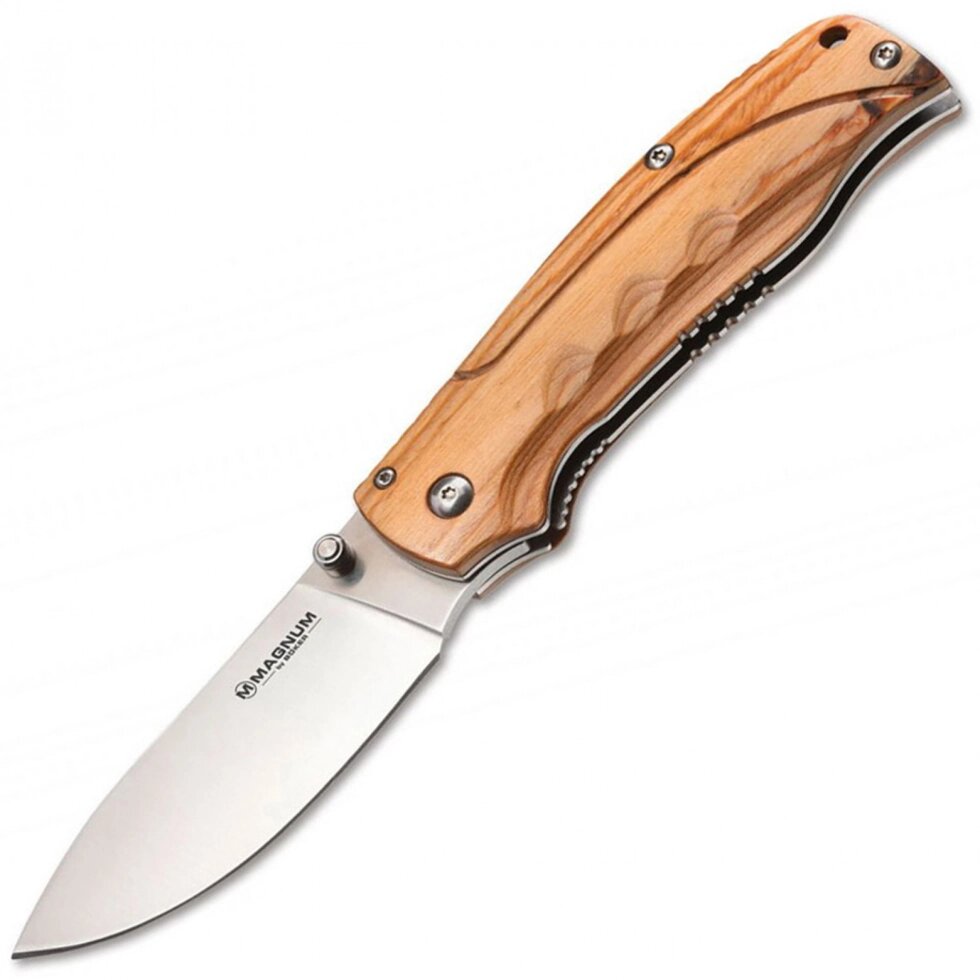 Нож складной Magnum Pakka Hunter - Boker 01MB700, сталь 440B Satin Plain, рукоять пакка дерево от компании Admi - фото 1
