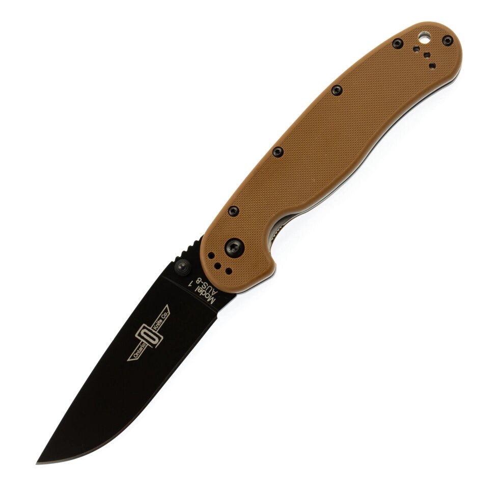 Нож складной Ontario RAT-1, сталь Aus-8, рукоять термопластик GRN, black/brown от компании Admi - фото 1