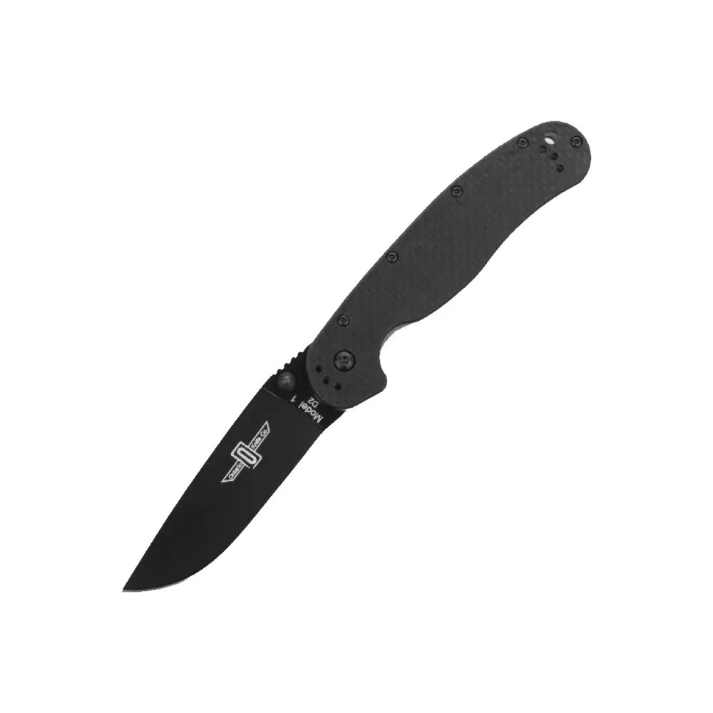 Нож складной Ontario RAT-1, сталь D2, рукоять carbon fiber, black от компании Admi - фото 1