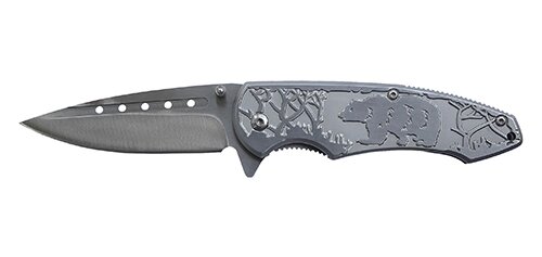 Нож складной Stinger, 85 мм (серебристый), рукоять: сталь/алюмин. (серебр.), с клипом, короб. картон от компании Admi - фото 1