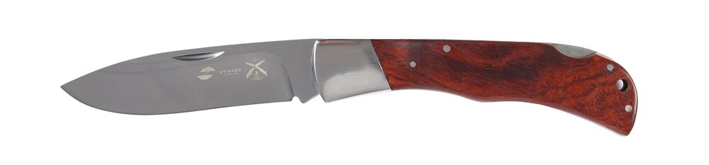 Нож складной Stinger FK-9902, сталь 3Cr13, рукоять древесина красного дерева от компании Admi - фото 1