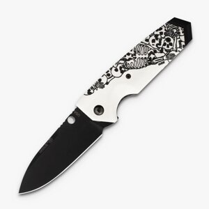 Нож складной туристический Hogue EX-02 Spear Point Skulls & Bones, сталь 154CM, рукоять ABS-пластик