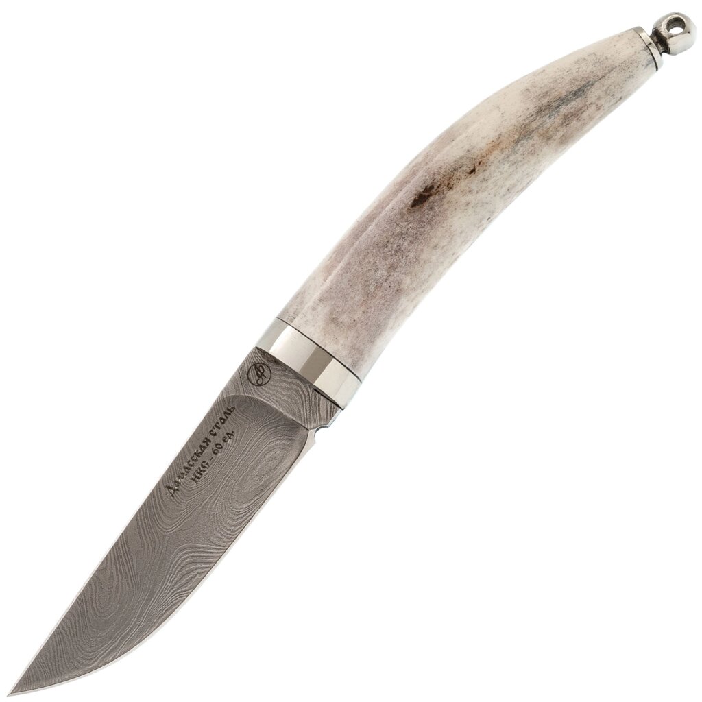 Нож Тигр малютка, дамасская сталь, рог лося от компании Admi - фото 1