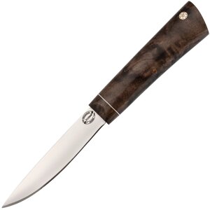 Нож Якутский малый, сталь Х12МФ, рукоять коричневая карельская береза, с откованным долом