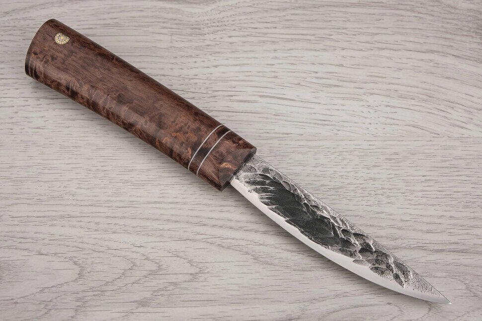 Нож Якутский малый, сталь Х12МФ, рукоять коричневая карельская береза, с откованным долом от компании Admi - фото 1