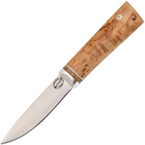 Нож Якутский шейный, сталь Х12МФ, рукоять карельская береза, дюраль, с откованным долом