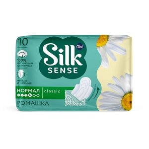 OLA! Silk Sense Прокладки женские с крылышками Нормал, мягкая поверхность, аромат Ромашка 10