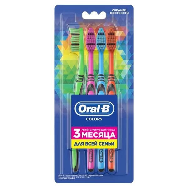 Oral-B (Орал-Би) Зубная щетка Colors средняя жесткость 4 шт. от компании Admi - фото 1