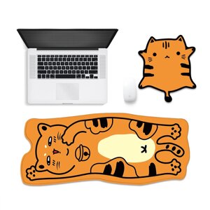 Оранжевый Кот Тематическая форма Мышь Коврик Противоскользящий резиновый настольный коврик для игр в домашнем офисе Клав
