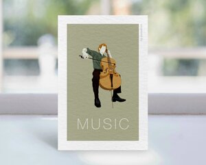 Открытка «Music» виолончель