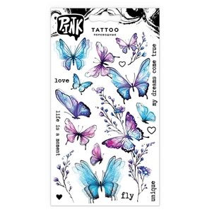 P. INK Наклейки-тату переводные Голубые бабочки