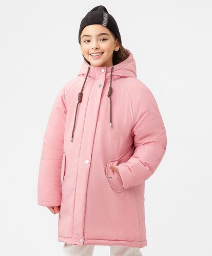 Пальто демисезонное оверсайз розовое Button Blue (134)