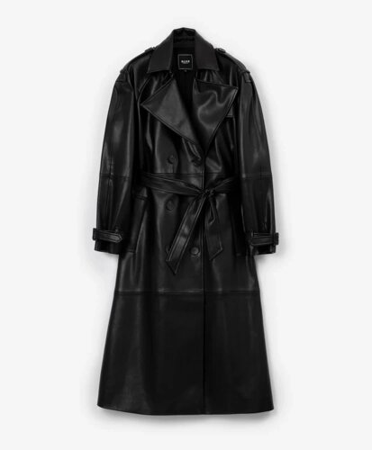 Пальто из экокожи черное GLVR (L)