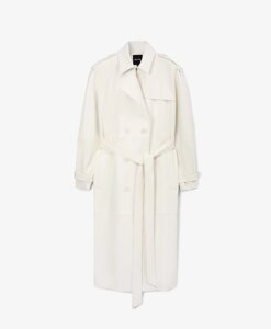 Пальто из мягкой искусственной кожи белое GLVR (XL)