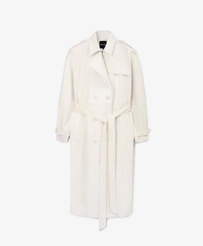 Пальто из мягкой искусственной кожи белое GLVR (XL)