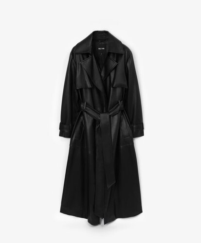 Пальто из мягкой искусственной кожи черное GLVR (XL)