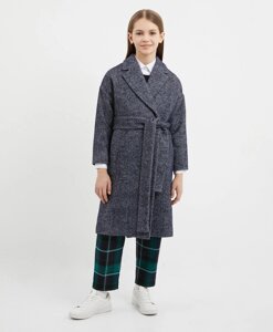 Пальто из шерстяной ткани в полоску для девочки Gulliver (134)