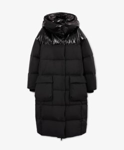 Пальто оверсайз с капюшоном черное GLVR (M)