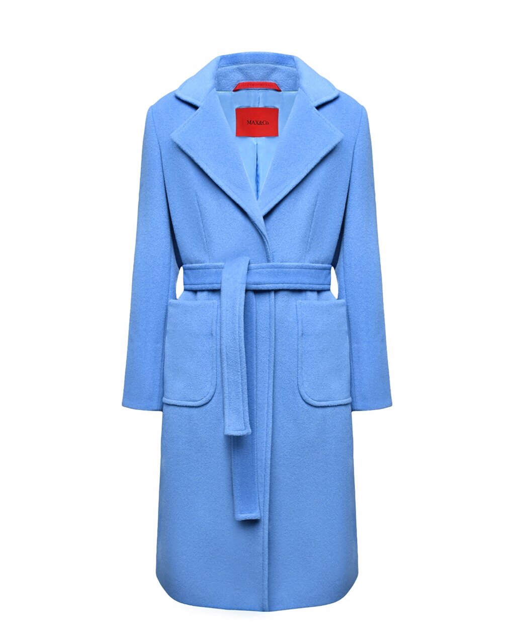 Пальто шерстяное с поясом, голубой Max&Co от компании Admi - фото 1