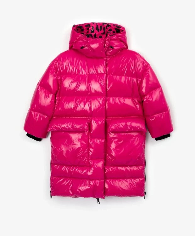 Пальто зимнее с капюшоном розовое Gulliver (104) от компании Admi - фото 1