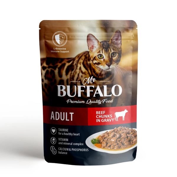 Пауч для кошек говядина в соусе Adult Mr. Buffalo 85г от компании Admi - фото 1