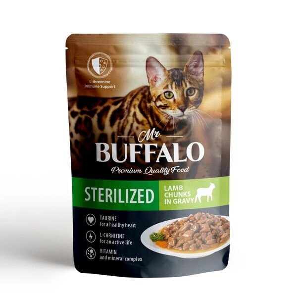 Пауч для кошек ягненок в соусе Sterilized Mr. Buffalo 85г от компании Admi - фото 1