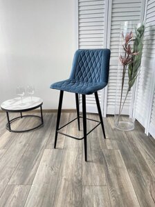Полубарный стул Поль синий #29, велюр / черный каркас (H=66cm)