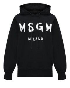 Толстовка-худи с белым лого, черная MSGM