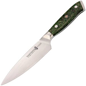 Кухонный нож Tuotown Шеф малый, сталь VG10, обкладка Damascus, рукоять акрил, зеленый