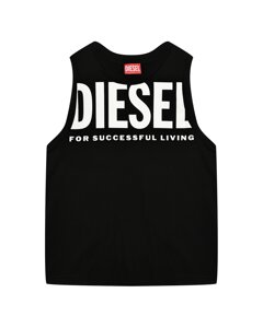 Футболка с синим лого, черная Diesel